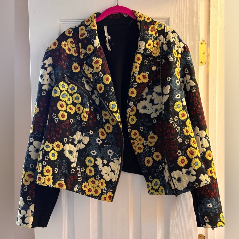 RACHEL Rachel Roy Floral Moto Jacket Full Zip 2x